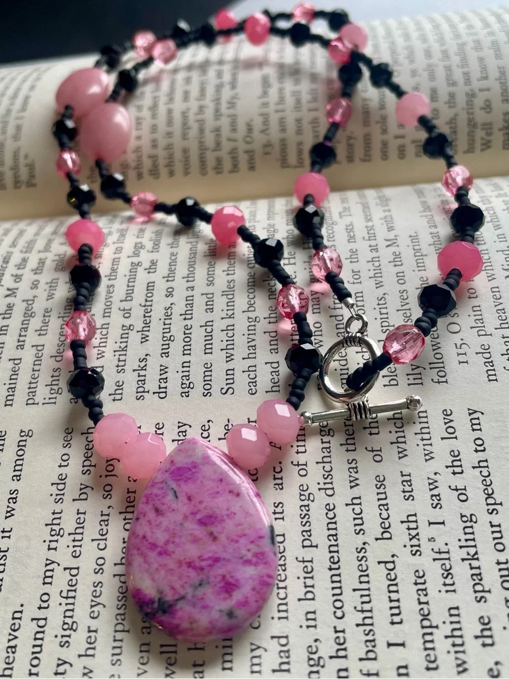 Pink Stone Teardrop Beaded Necklace - Women Jewelry